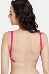 Zivame Beautiful Basics Double Layered Non Wired 3/4th Coverage Backless Bra - Fuchsia Red — thumbnail 3